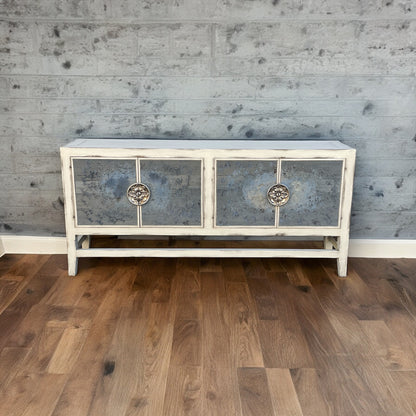 Orleans Antique Silver Dining Room Buffet Table Hand-Finished - 18.5 x 78 x 36