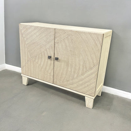 Entraygues Chest, Weathered White, Carved Geometric Panels