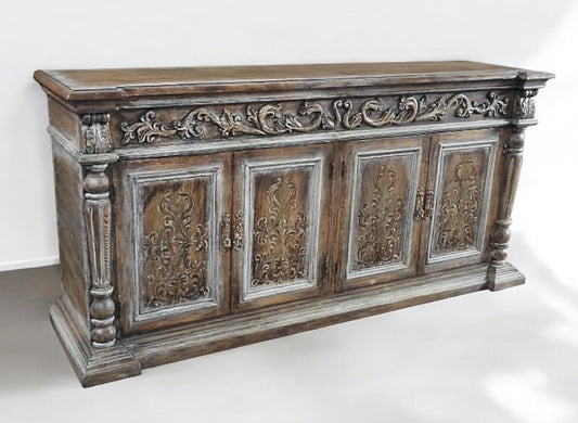 Gué-Péan Palatial Weathered Gray Buffet Table Handcrafted