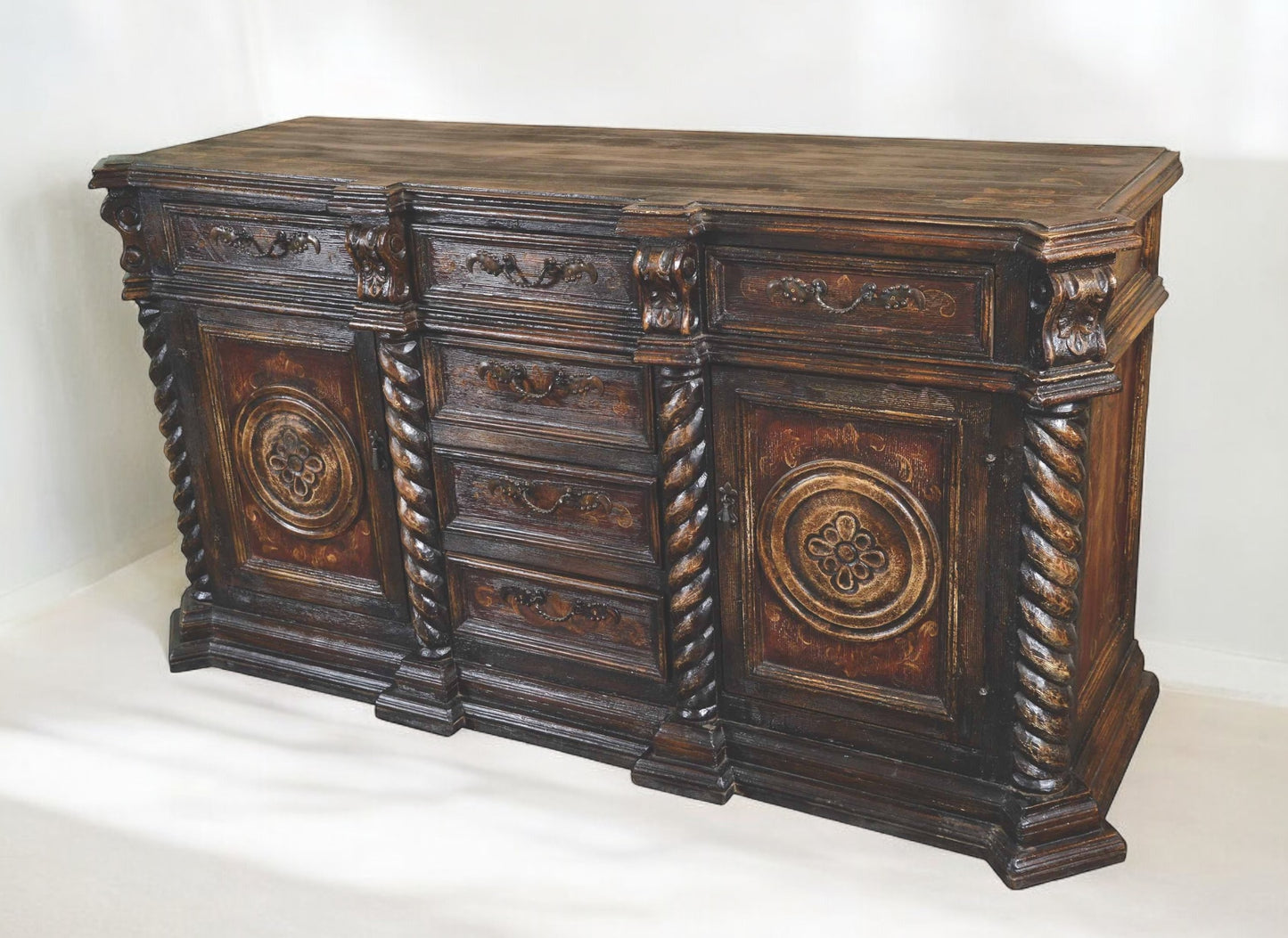 Jallanges Buffet Table in Avignon Dark Walnut, Handcrafted Dining Room Masterpiece