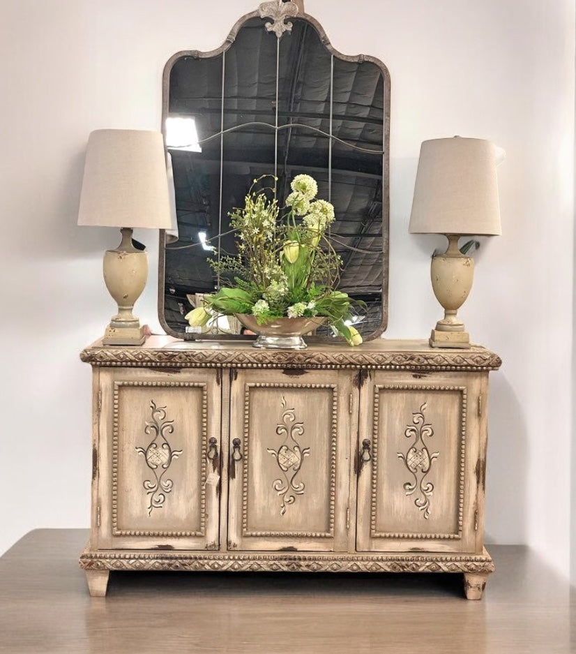 Seville Antique Gold European Manor Dining Room Buffet Table Handcrafted And Distressed Finish - 18 x 67 x 40