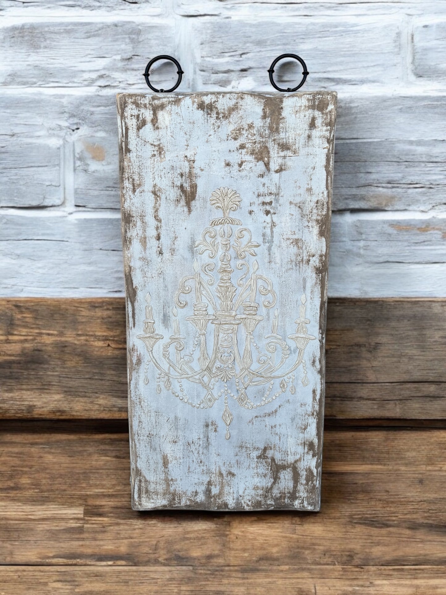 Tonnerre Chandelier Wall Panels 3-Pack, Weathered Blue, Includes Hanging Ring Hardware