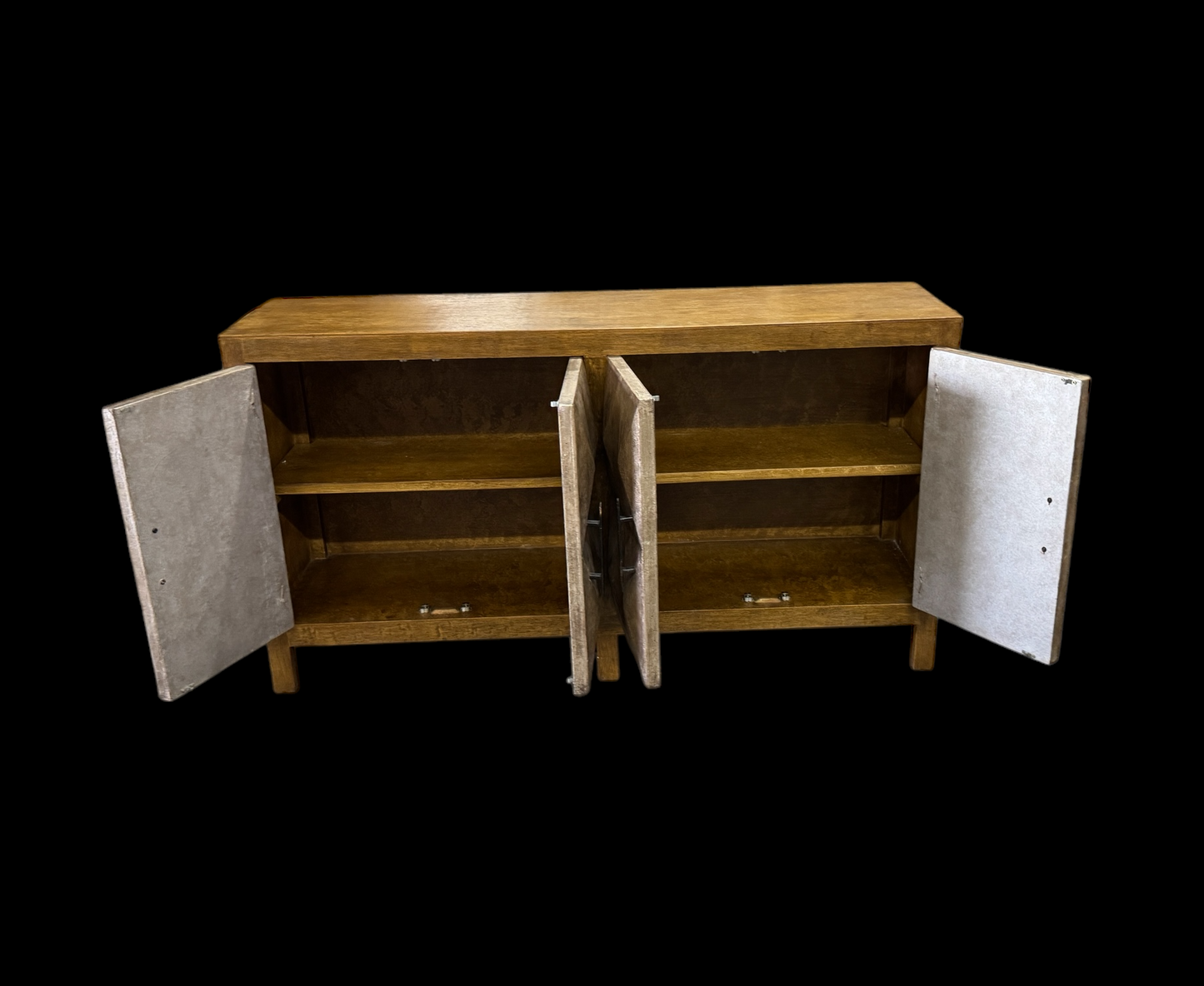 La Charité Sideboard, Warm Brown Oak Finish, Diamond Quilted Fabric Panel Insert