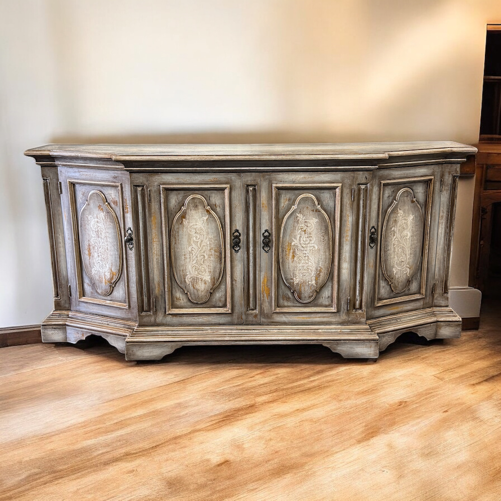 Madrid Antique Gray Distressed Dining Room Buffet Table 24 X 92.5 X 42
