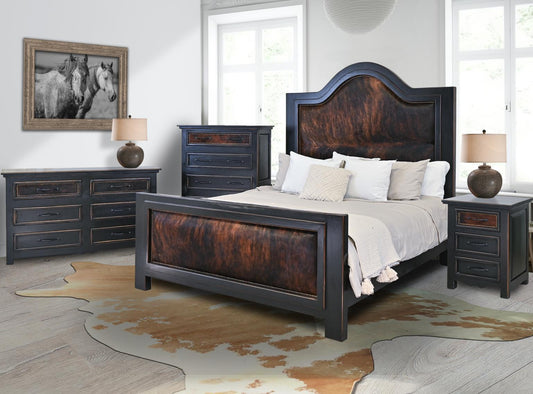 Ridge Creek Western Bedroom Set with Brown Brindle Cowhide - Includes Full Service Delivery