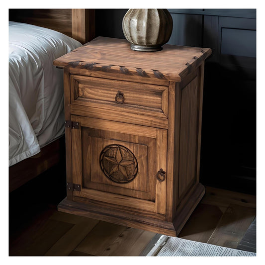Hogback Mountain Nightstand With Rope And Star (Left)