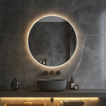 Round Backlit LED Bathroom Vanity  Mirror - Adjustable Brightness and Color Temperature - Anti-Fog