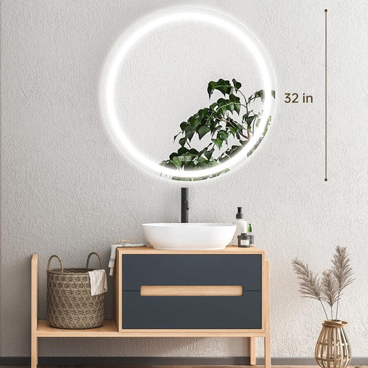 Round LED Mirror - Bathroom Vanity Mirror With Dimmable Lights and Adjustable Color Temperature