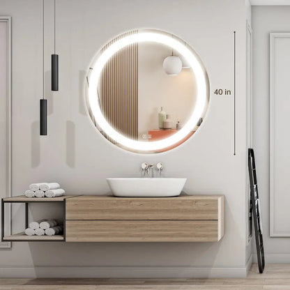 Round LED Mirror - Bathroom Vanity Mirror With Dimmable Lights and Adjustable Color Temperature