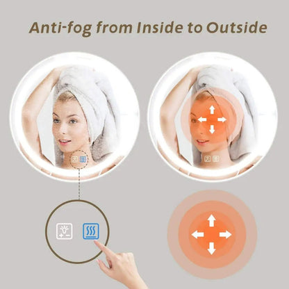 Round LED Mirror - Bathroom Vanity Mirror With Dimmable Lights and Adjustable Color Temperature