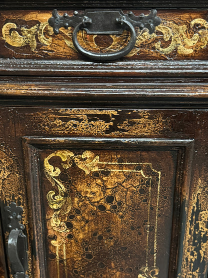 Allegra Verona Walnut Dining Room Buffet Table with Iron Accents 24x99x45