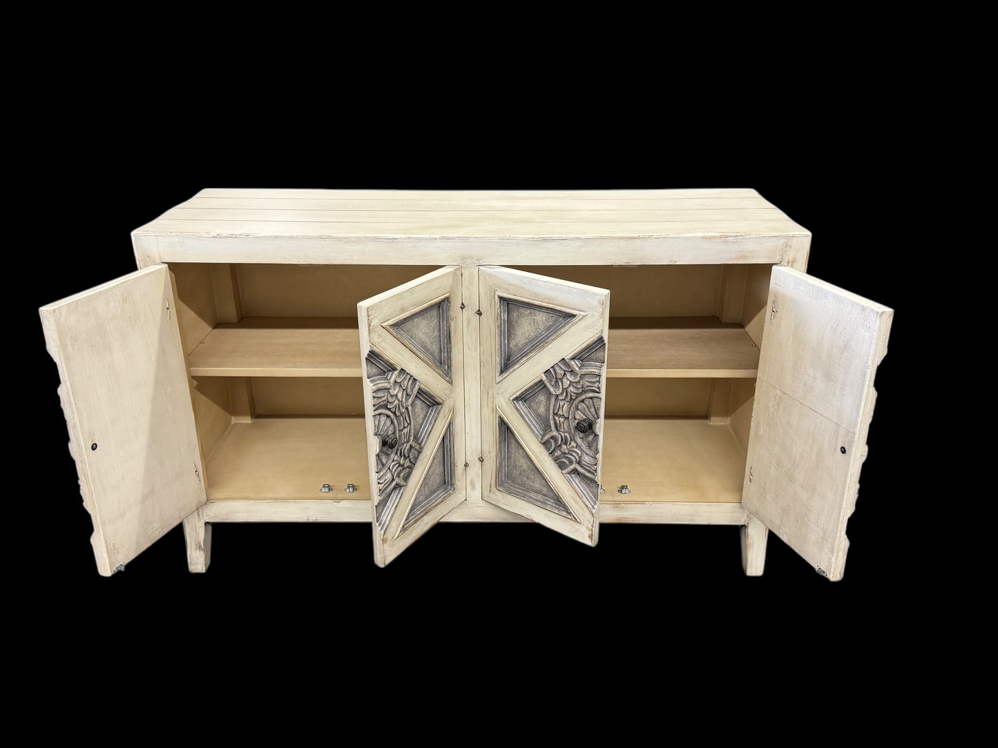 Avignon Ivory Handcrafted Dining Room Buffet Table 20 x 60 x 36 - Elegant Vintage Accent