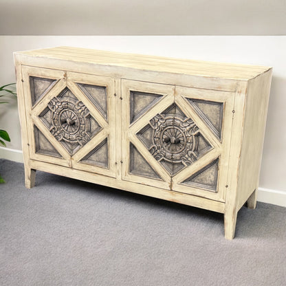 Avignon Ivory Handcrafted Dining Room Buffet Table 20 x 60 x 36 - Elegant Vintage Accent