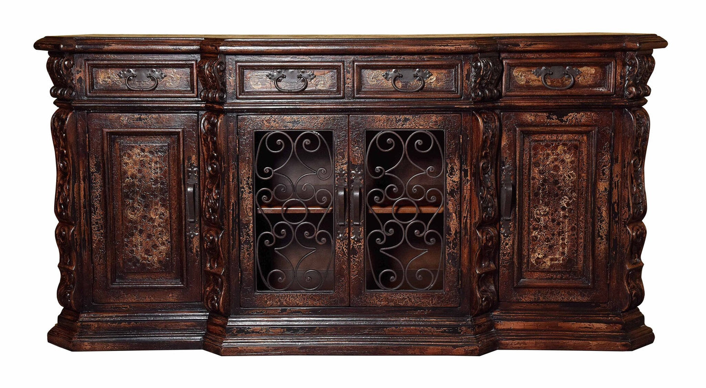 Troussay Espresso Dining Room Buffet Table Paris Edition With Ornate Ironwork