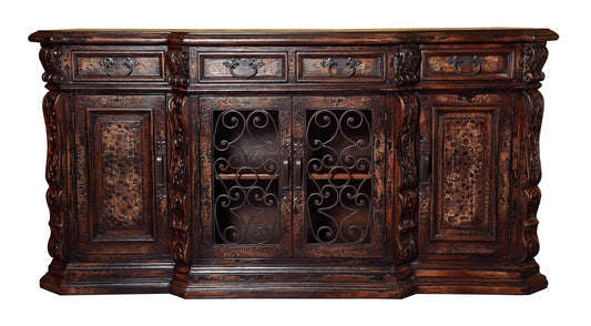 Troussay Espresso Dining Room Buffet Table Paris Edition With Ornate Ironwork