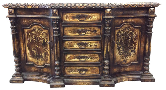Crissay-sur-Manse Antique Walnut Dining Buffet in Lyon, Handcrafted Elegance