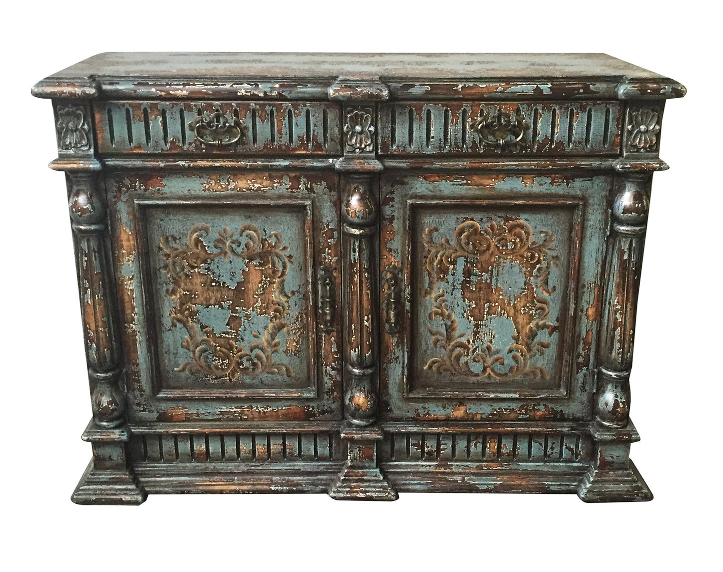 Prague Distressed Teal Luxe Dining Room Buffet Table 23x60x44