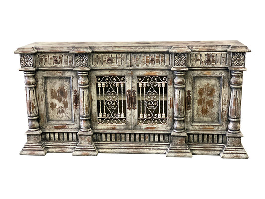 Beaugency Weathered Grey Handcrafted Dining Room Buffet Table 16x90x44 European Heritage