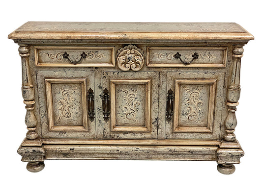 Alhambra Aged Gray And Gold Dining Room Buffet Table - 15x62x40