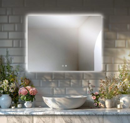 LUXOR LED FRAMELESS VANITY MIRROR - ADJUSTABLE TEMP. & BRIGHTNESS - 48 x 35
