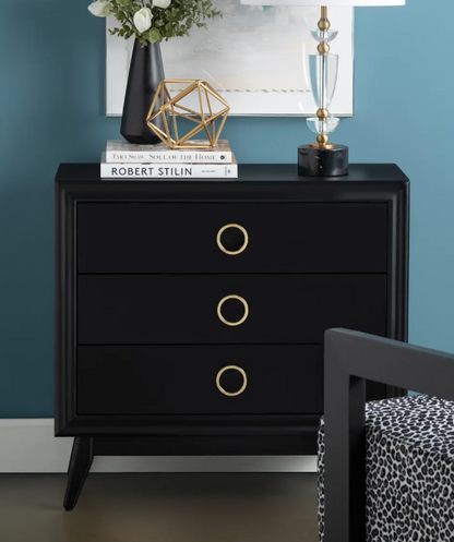 Rehoboth Black Nightstands (2-Pack) Traditional, Transitional, antique-style handles, carved details