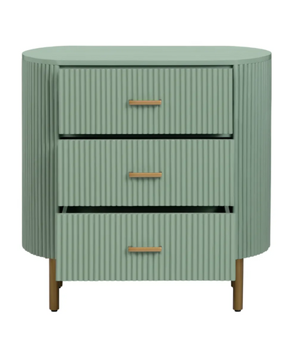 Stowe Painted Green Nightstands (2-Pack) Transitional, tapered legs, felt-lined top drawers