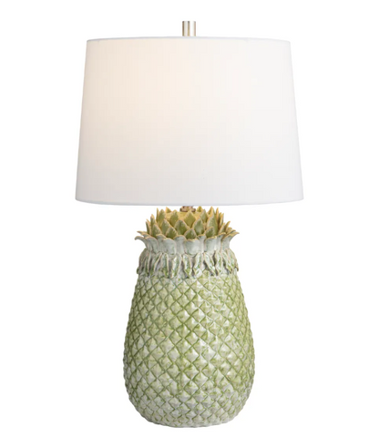 Green Glazed Pineapple Table Lamps (2-Pack), Coastal