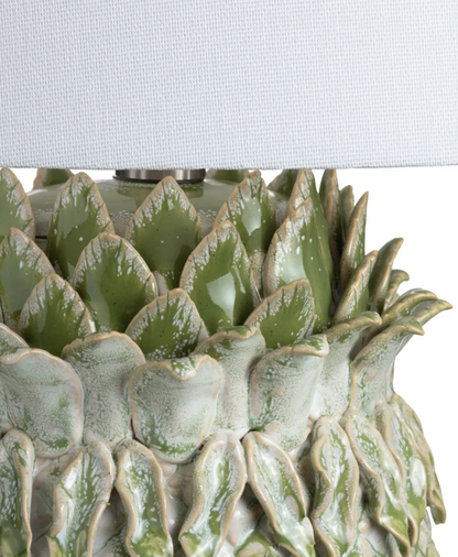 Green Glazed Pineapple Table Lamps (2-Pack), Coastal