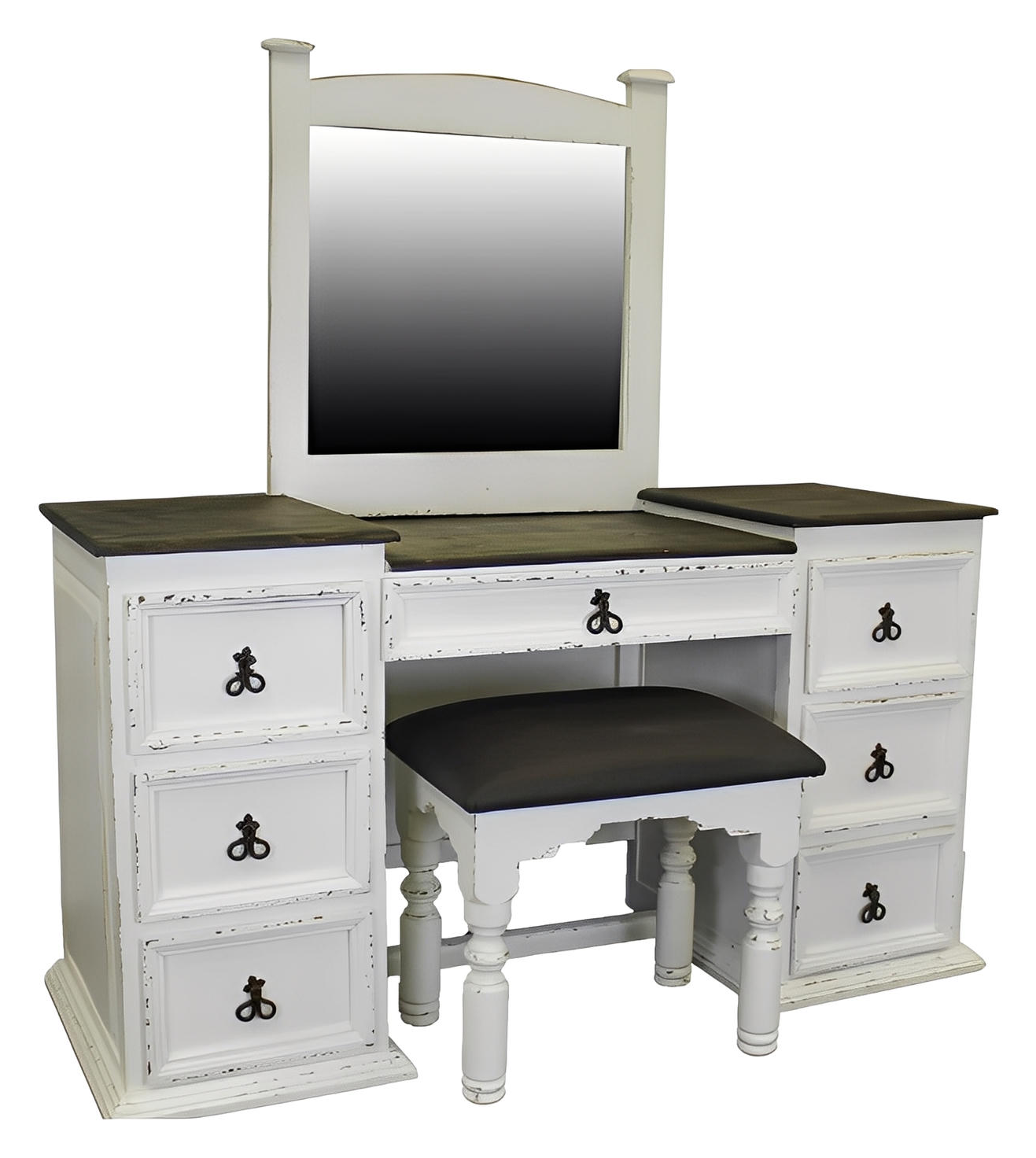 Saturday Ridge White Vanity With Mirror, optional bench