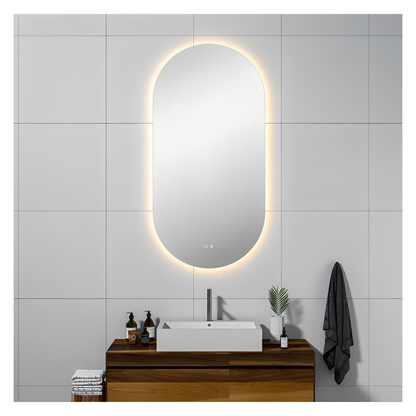 LUXOR PILL LED VANITY OVAL MIRROR - BACKLIT - ADJUSTABLE TEMP. & BRIGHTNESS - 30 x 60
