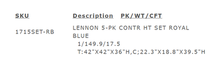 Lennix 5PC Counter Ht Table & 4) Royal Blue Velvet-Upholstered Chairs