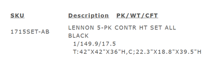 Lennix 5-PC Counter Height Table & 4) Chairs; Bold, Striking, Black