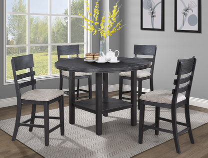 Daniel 5-PC Round Counter Height Table & 4) Chairs; Black