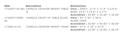Catherine Dove 5PC Round Counter Ht Glass Table & 4) Chairs; Light Gray