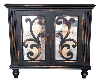 Poitiers Bedroom Set - Dark Hand-Carved Wood - Gold Antique Mirror