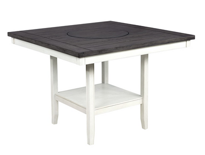 Fulton 6-PC Counter Ht Chalk Gray Dining Set | 1) Table, 4) Chairs, 1) Bench