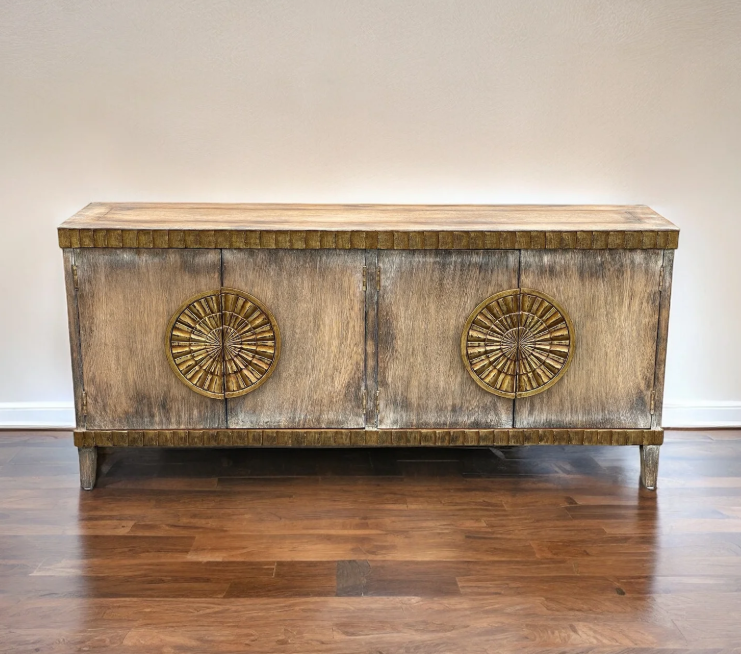 Thibaudiere Weathered Brown Dining Room Buffet Table - 17 x 79 x 36