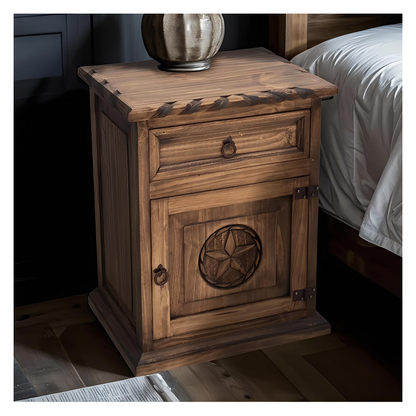 Hogback Mountain Nightstand With Rope And Star (Left)