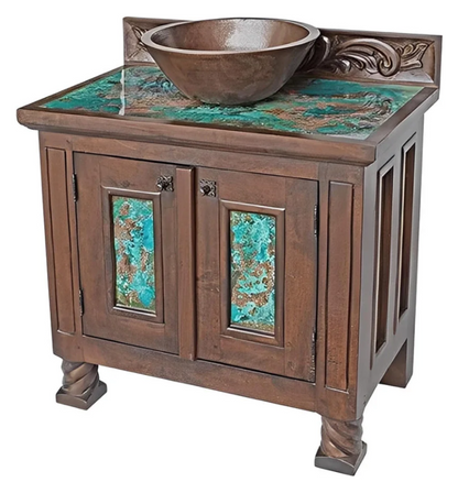 Ocean Water Canyon Vanity with Turquoise Copper & Vessel Sink