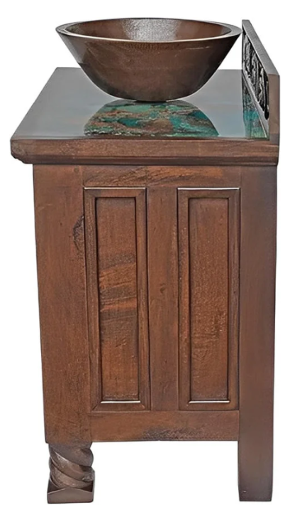 Ocean Water Canyon Vanity with Turquoise Copper & Vessel Sink