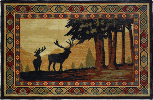 Cozy Cabin Southwest Deer 30"x46" Washable; Slip-Resistant Back, Made in the USA, 8mm pile height