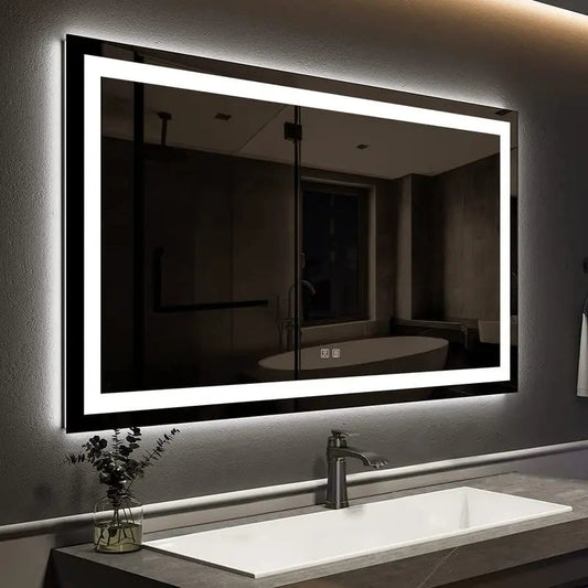 Center Glow and Backlit LED Bathroom Mirror (40 to 50 in) - Adjustable Brightness and Color Temperature - Anti-Fog