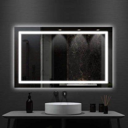 Center Glow and Backlit LED Bathroom Mirror (40 to 50 in) - Adjustable Brightness and Color Temperature - Anti-Fog