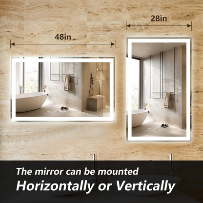 Center Glow and Backlit LED Bathroom Mirror (40 to 50 in) - Adjustable Brightness and Color Temperature - Anti-Fog