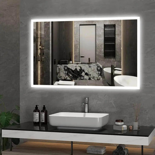 Standard Edge Glow LED Bathroom Mirror (40-50 in) - Adjustable Color & Temperature - Anti-Fog