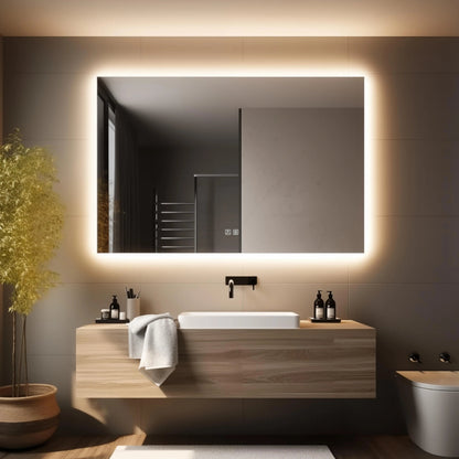 Standard Sleek Backlit LED Bathroom Mirror (40-50 in) - Adjustable Color & Temperature - Anti-Fog