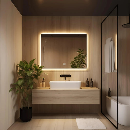 Standard Sleek Backlit LED Bathroom Mirror (40-50 in) - Adjustable Color & Temperature - Anti-Fog