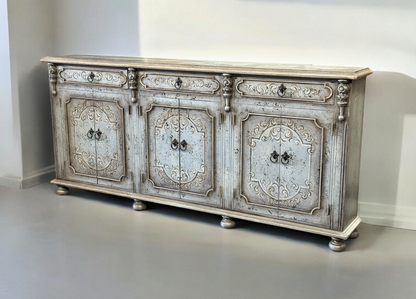 Valencia European Estate Weathered Gray Handcrafted Dining Room Buffet Table - 13 x 90 x 41