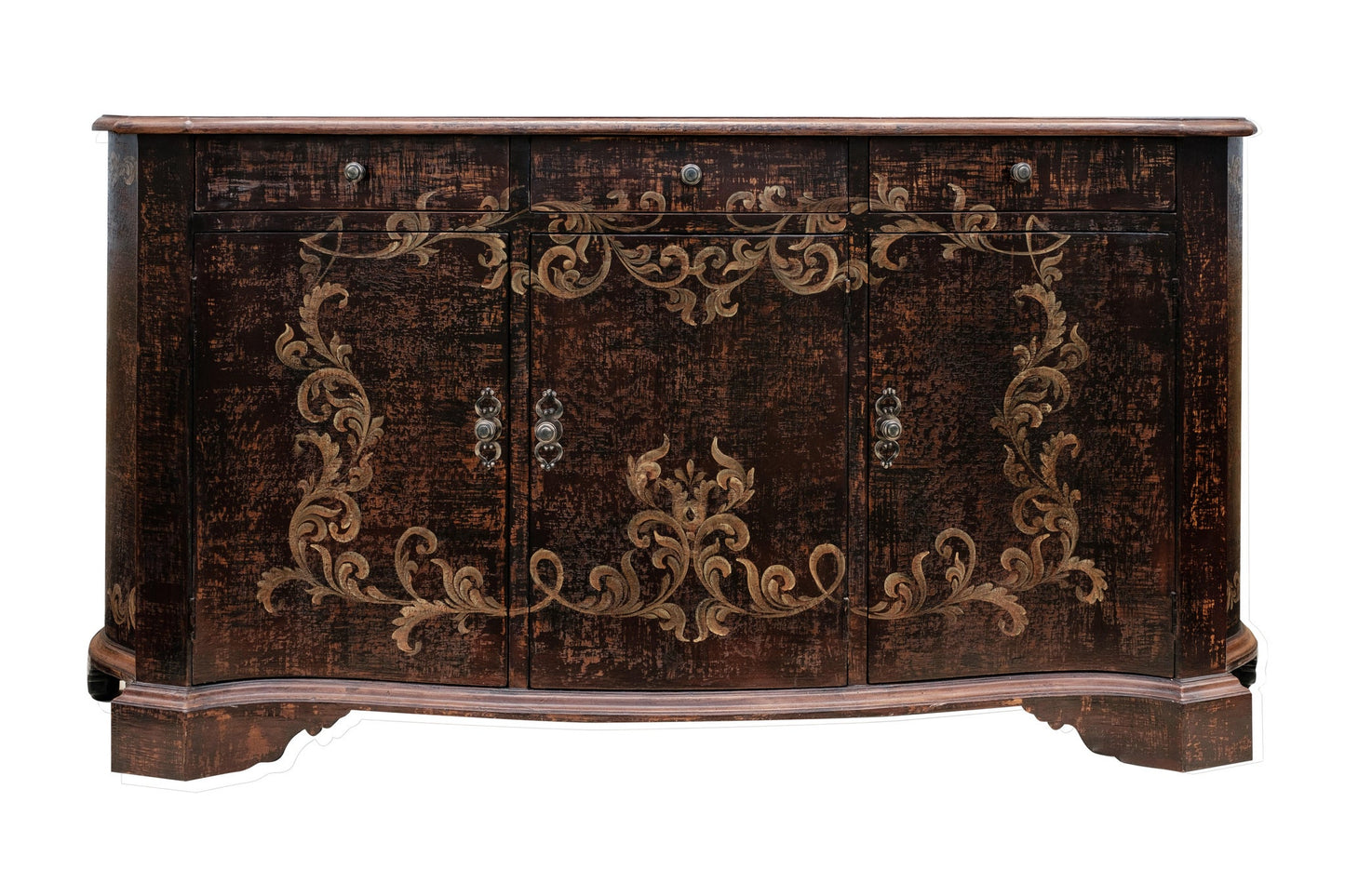 Montrichard-Inspired Baroque Ebony Dining Room Buffet With Gilded Floral Accents