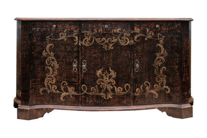 Montrichard-Inspired Baroque Ebony Dining Room Buffet With Gilded Floral Accents